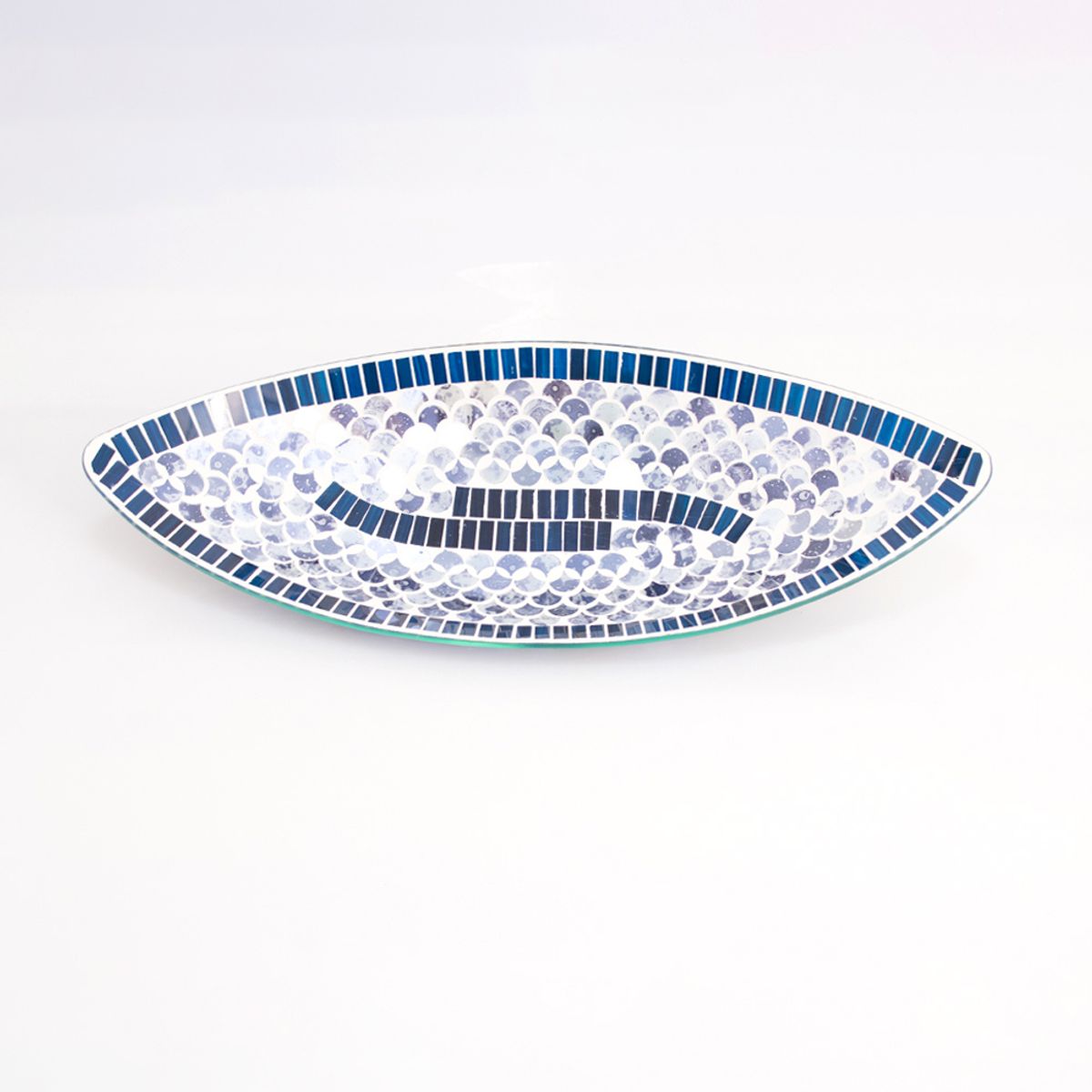 PANADECOR - Centro De Mesa Ovalado Panadecor Cerámica Azul 48Cm