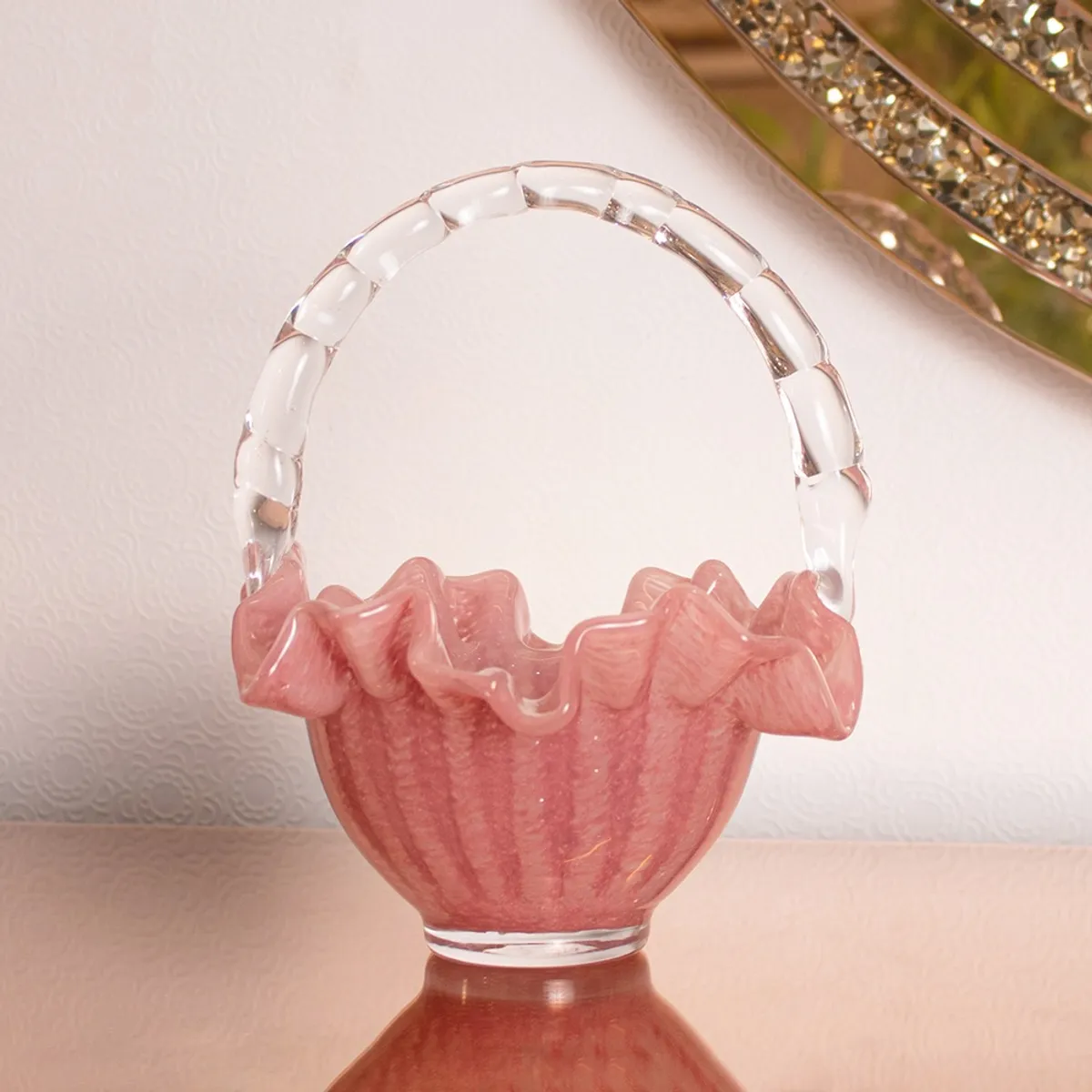 PANORAMA HOGAR - CENTRO DE MESA CON ASA VERONA VIDRIO MURANO