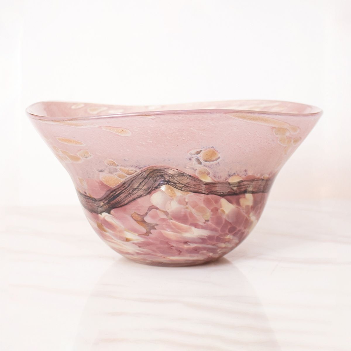 PANADECOR - Centro De Mesa Panadecor Vidrio Rosado Iridiscente 22Cm