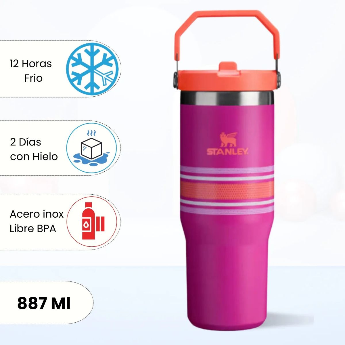 STANLEY - Tomatodo de Acero Flip Straw Tumbler Fuchsia Mesh Stanley 887ml