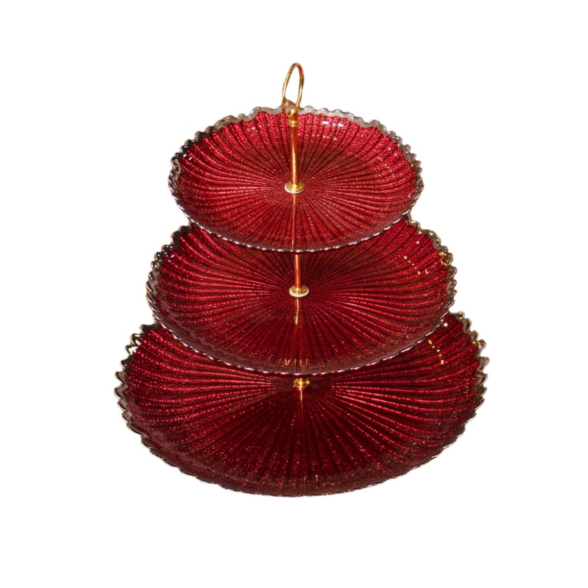 PANADECOR - Bandeja De 3 Pisos Rojo Panadecor De Vidrio