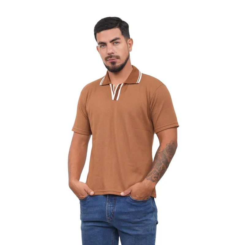 J JERAOUS - POLO CAMISERO JERAOUS LEGER MANGA CORTA Camel