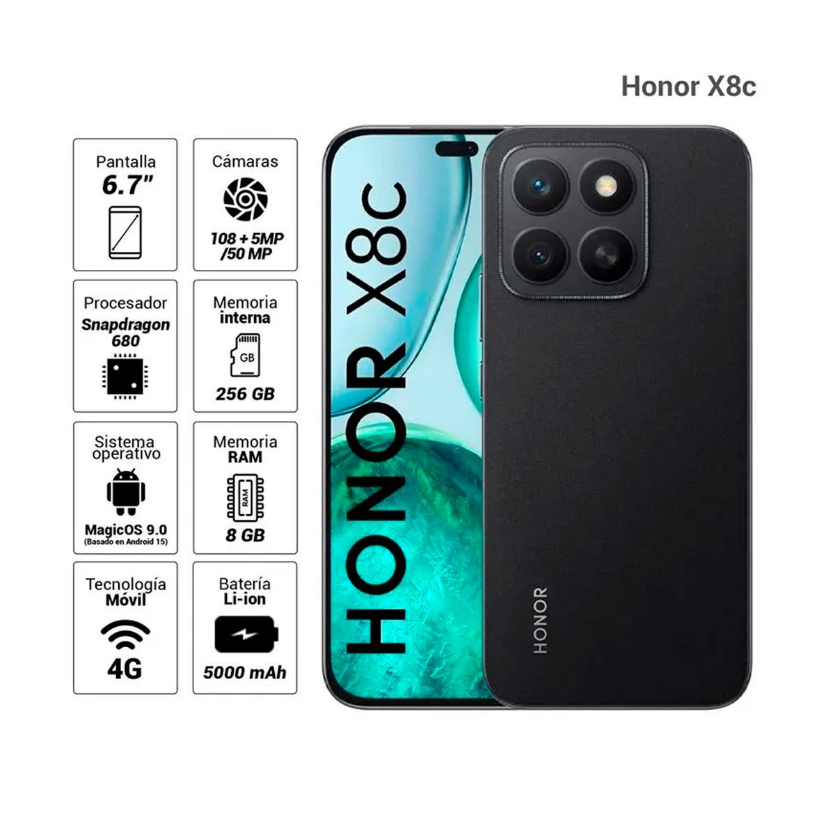 HONOR - Celular Honor X8c 8GB Ram 256GB Color Negro