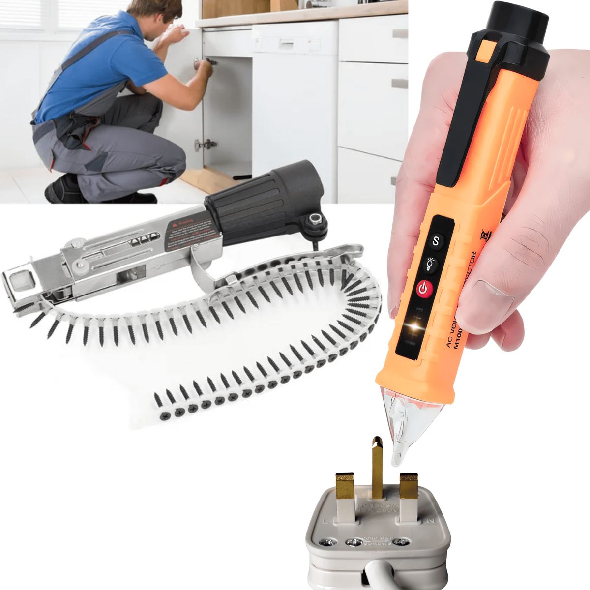 ROSH - Medidor de Voltaje + Adaptador Pistola para Clavos