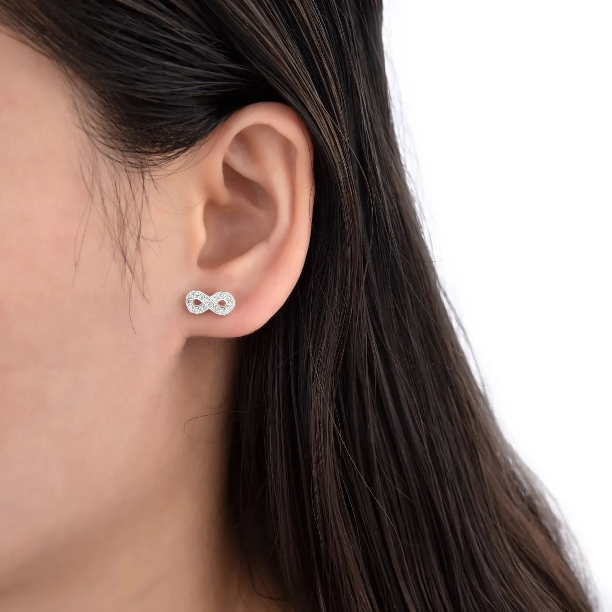 ESPIRAL ROJO - Aretes Infinito Brillos - Plata