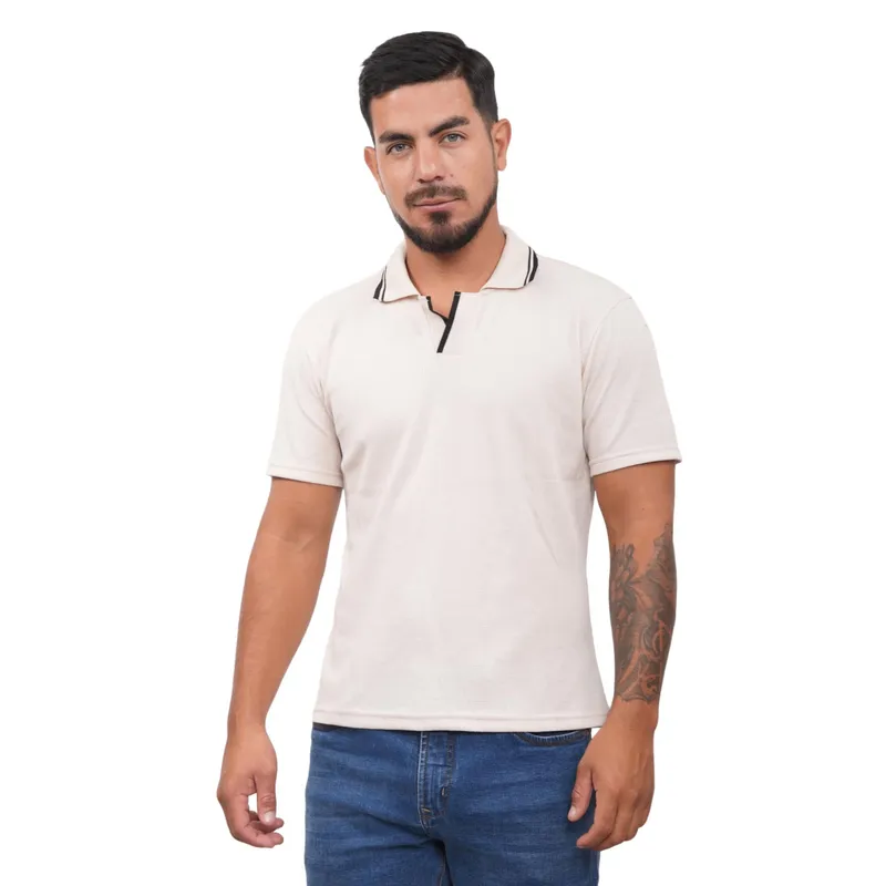 J JERAOUS - POLO CAMISERO JERAOUS LEGER MANGA CORTA  Beige