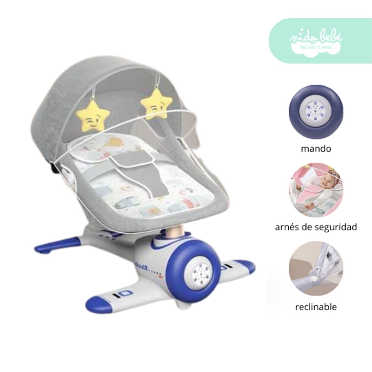 GENERICO - Silla mecedora eléctrica Baby Fly color azul cubito