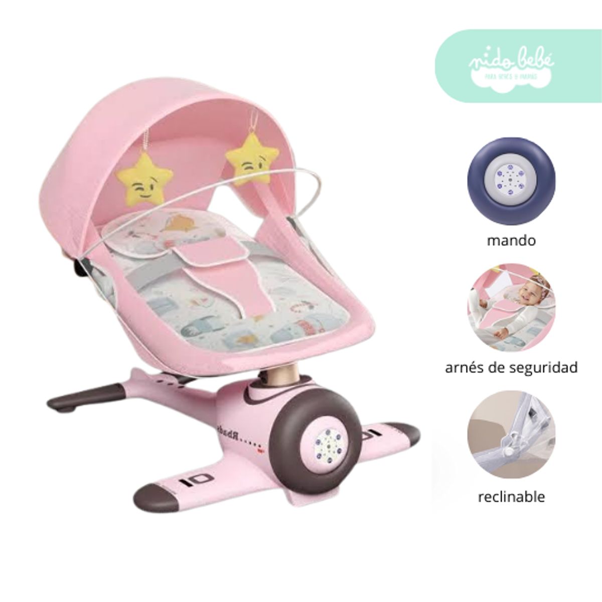 GENERICO - Silla mecedora eléctrica Baby Fly color rosa cubito