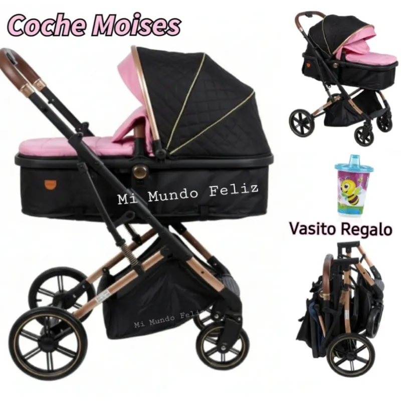 EBABY - Coche para Bebe Moises Extraible Rosado Ebaby