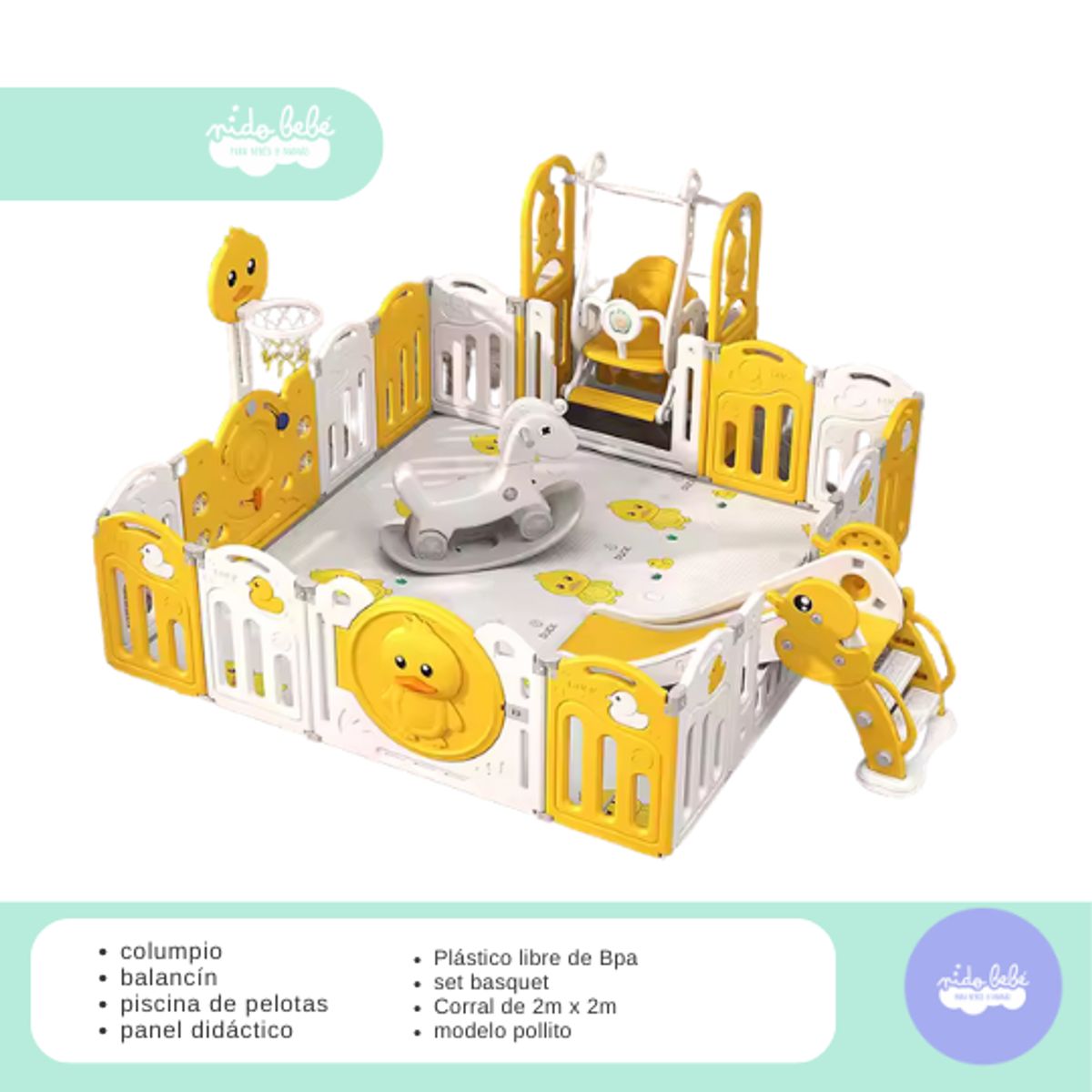 GENERICO - CORRAL PLEGABLE CERCO PARA BEBES Y NIÑOS POLLITO PREMIUM