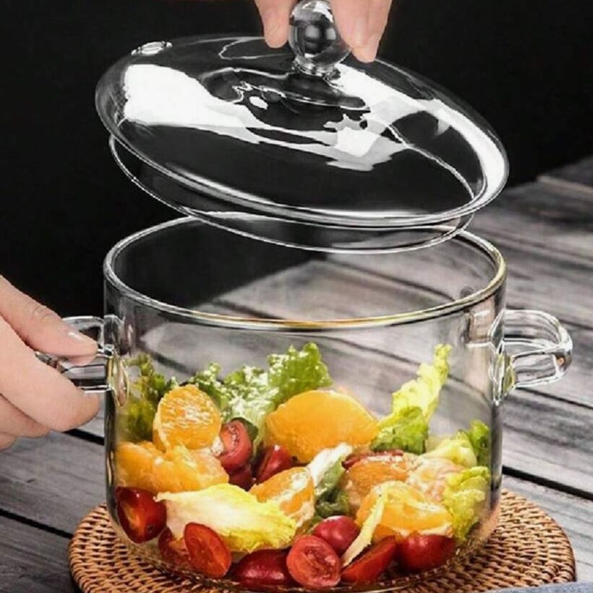 GENERICO - Olla de Vidrio Borosilicato Transparente  2 L