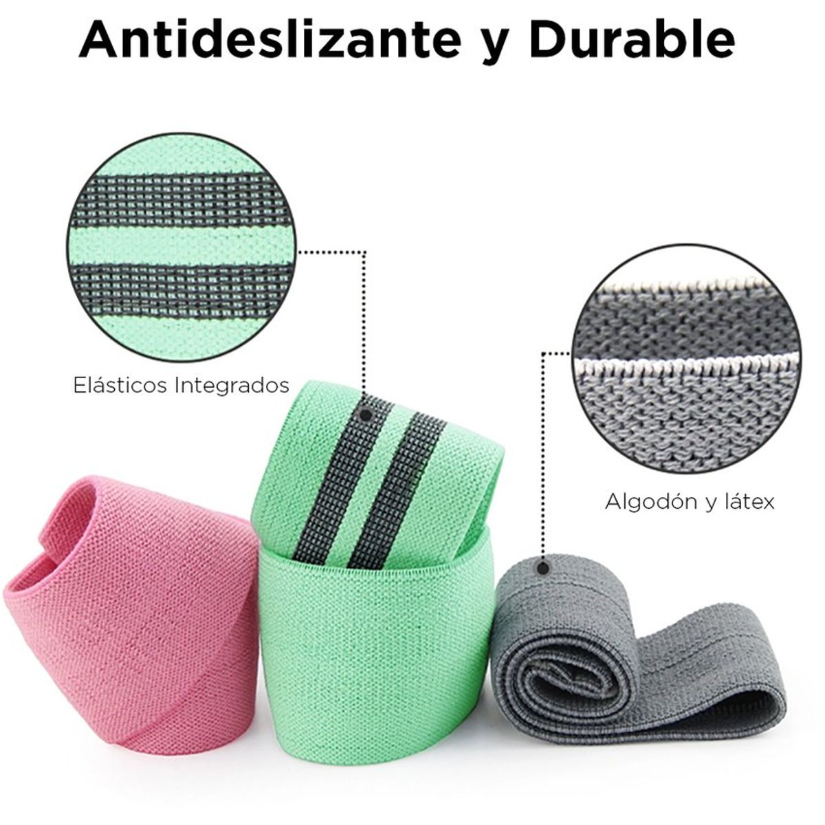 GENERICO - Set de 3 bandas resistencia elástica tela  ligas ejercicios