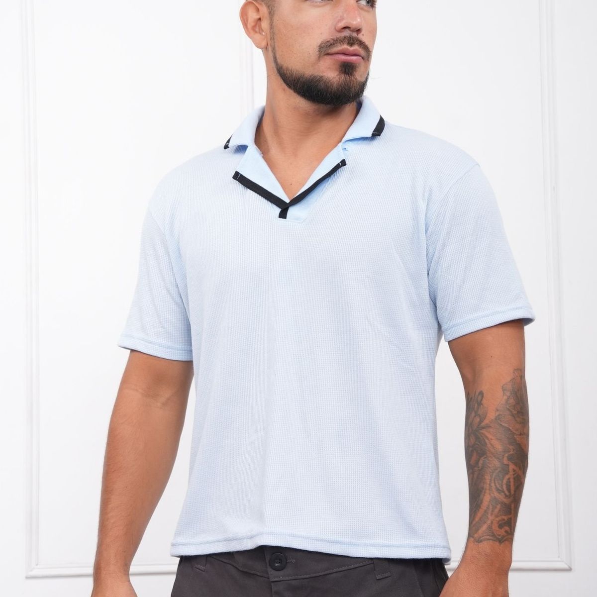 J JERAOUS - POLO CAMISERO JERAOUS VALOIS MANGA CORTA Celeste