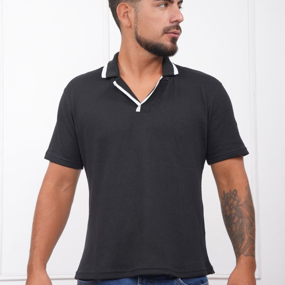 J JERAOUS - POLO CAMISERO JERAOUS VALOIS MANGA CORTA Negro