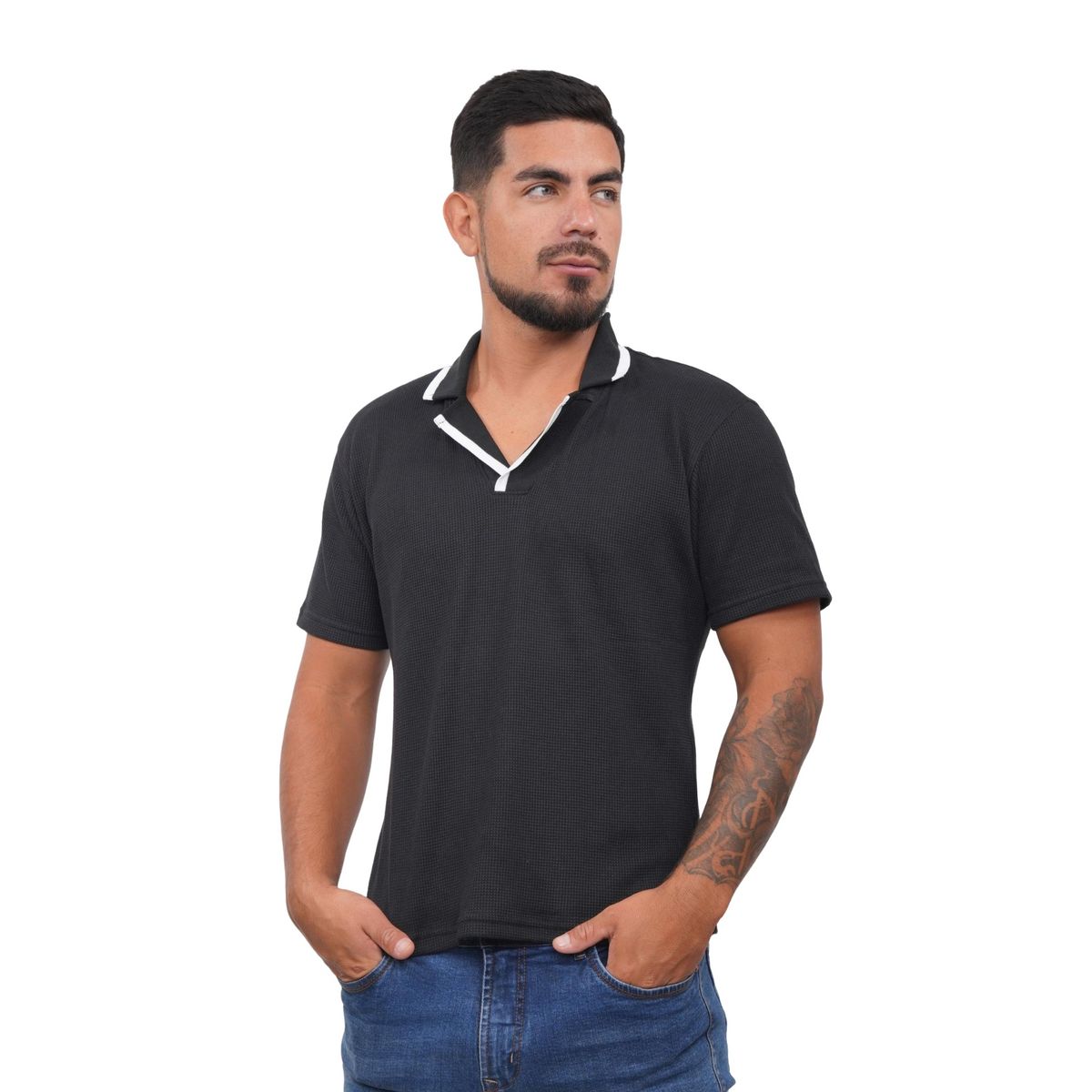 J JERAOUS - POLO CAMISERO JERAOUS VALOIS MANGA CORTA Negro
