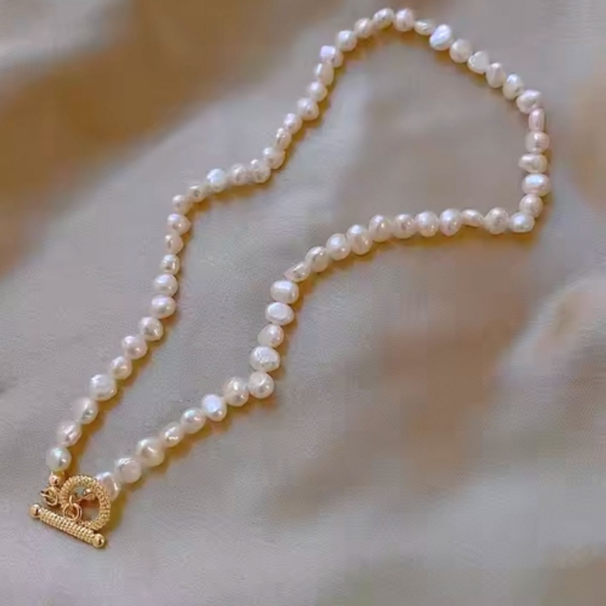 GENERICO - Collar + pulsera perlas del rio acero inoxidable