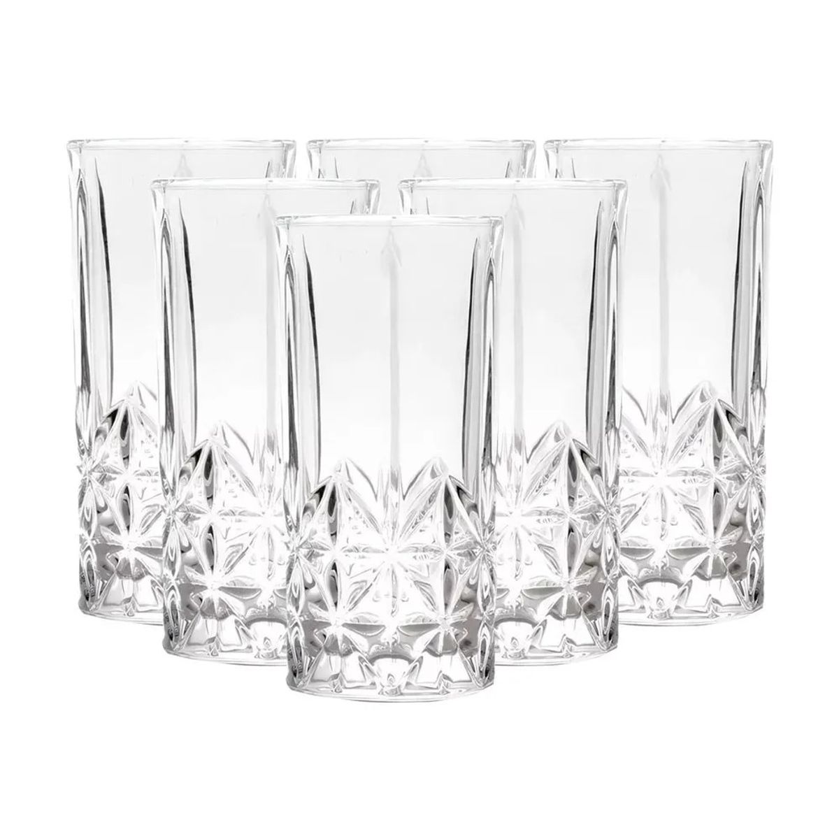 ICHIMATSU - SET DE 6 VASOS ALTOS LABRADOS CON ESTRELLAS DE 350 ML ICHIMATSU