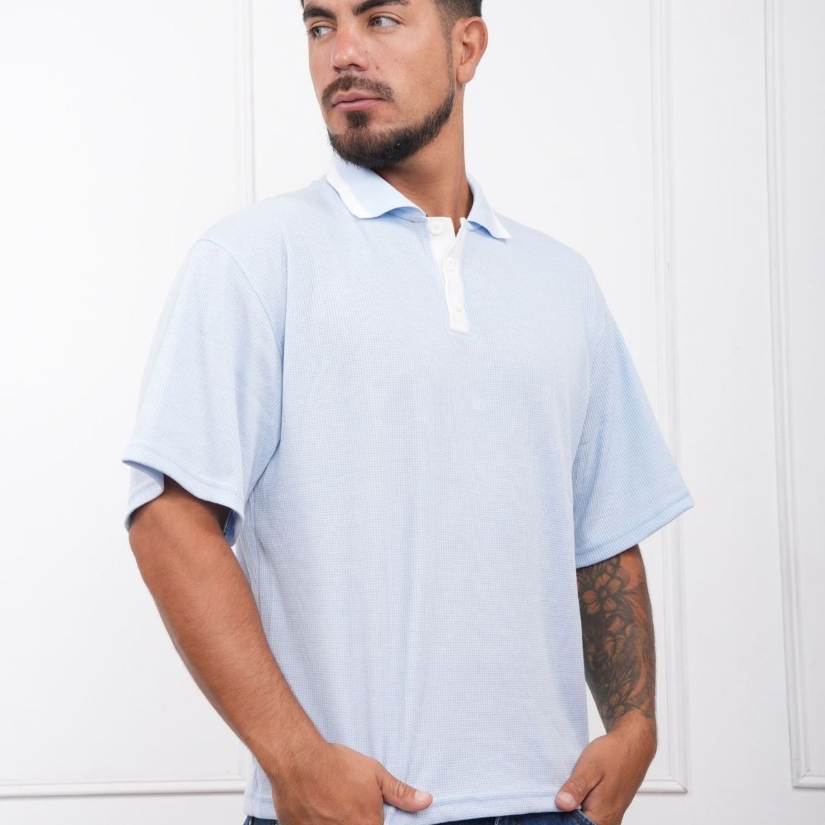 J JERAOUS - POLO BOXY ONE JERAOUS MANGA CORTA Celeste