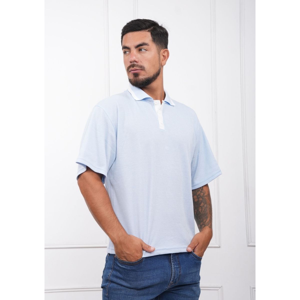 J JERAOUS - POLO BOXY ONE JERAOUS MANGA CORTA Celeste