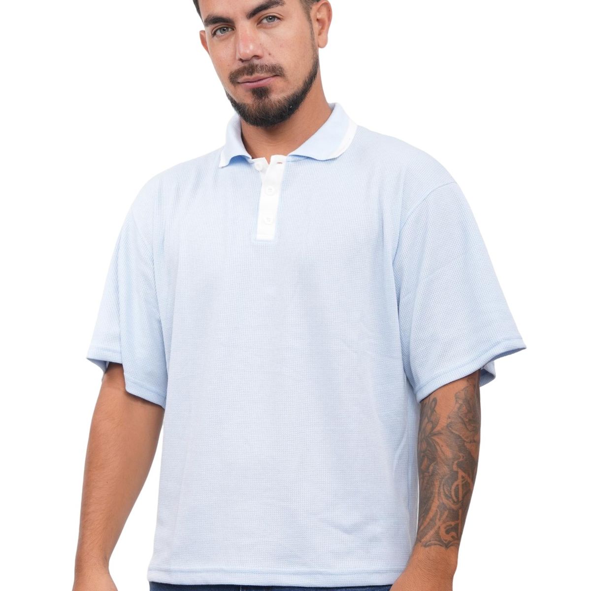 J JERAOUS - POLO BOXY ONE JERAOUS MANGA CORTA Celeste