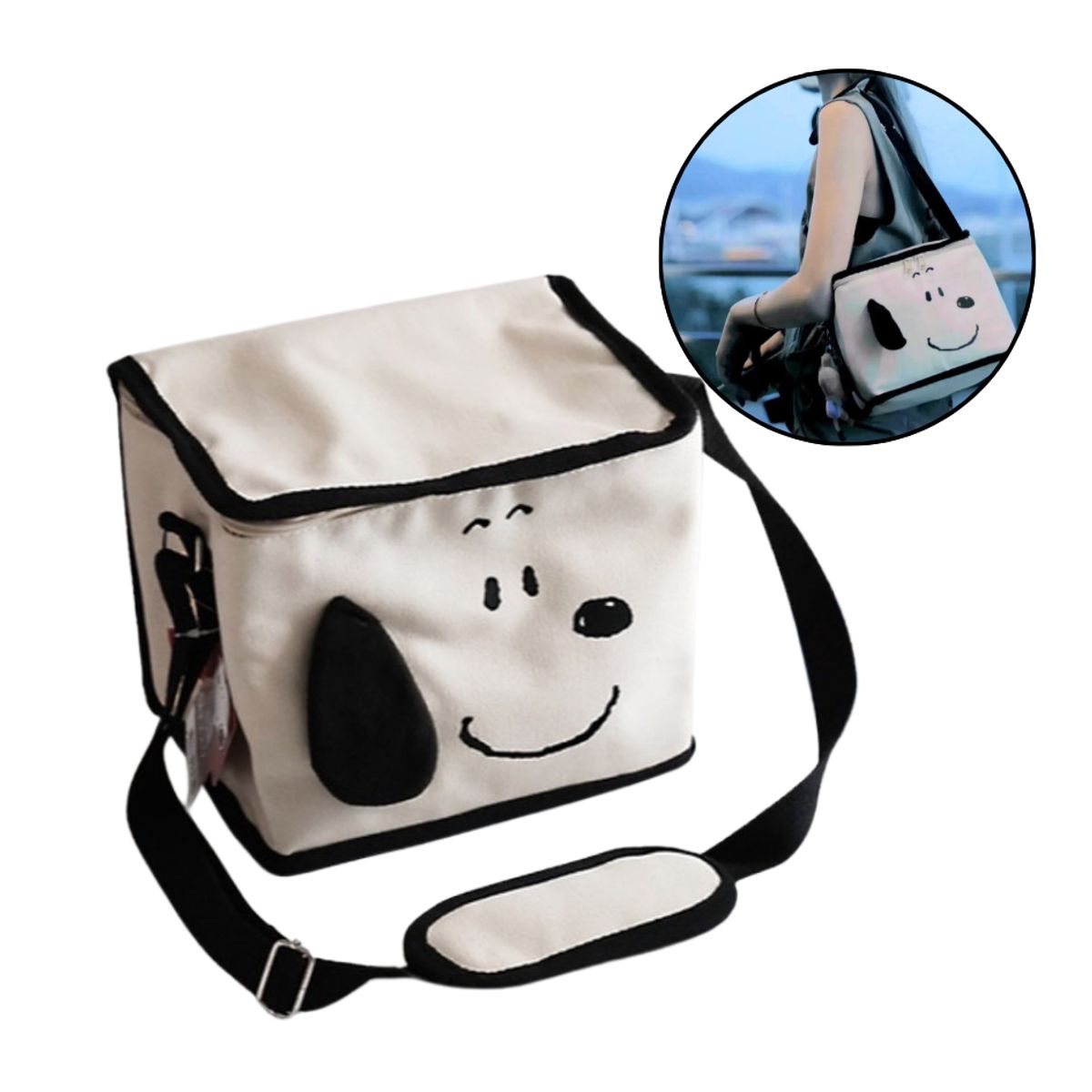 SNOOPY - SNOOPY LONCHERA TÉRMICA CON CORREA - CARITA SNOOPY