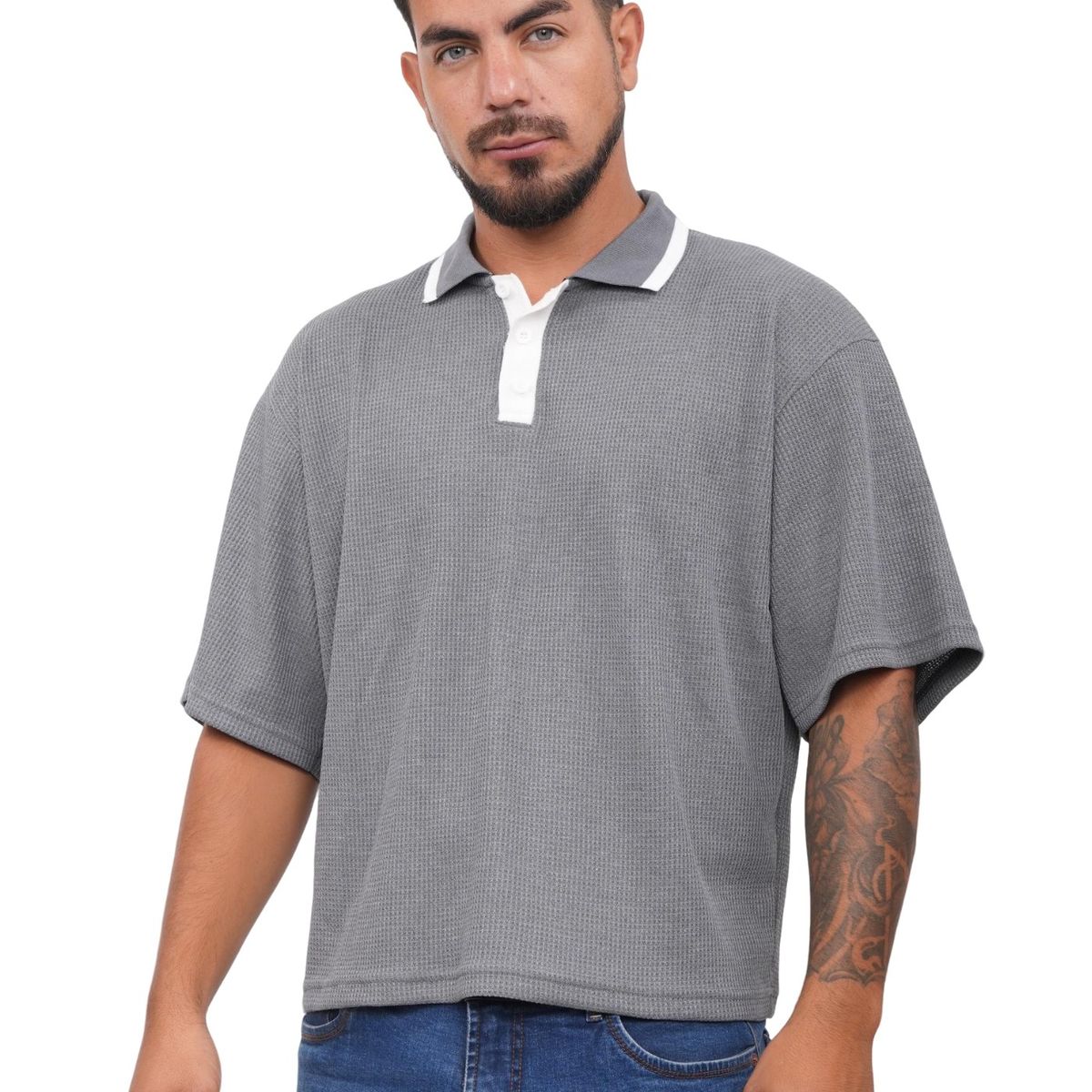 J JERAOUS - POLO BOXY ONE JERAOUS MANGA CORTA Gris