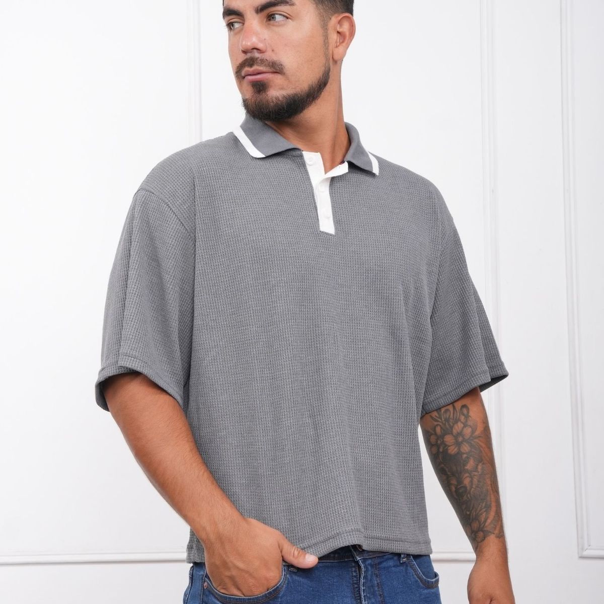 J JERAOUS - POLO BOXY ONE JERAOUS MANGA CORTA Gris