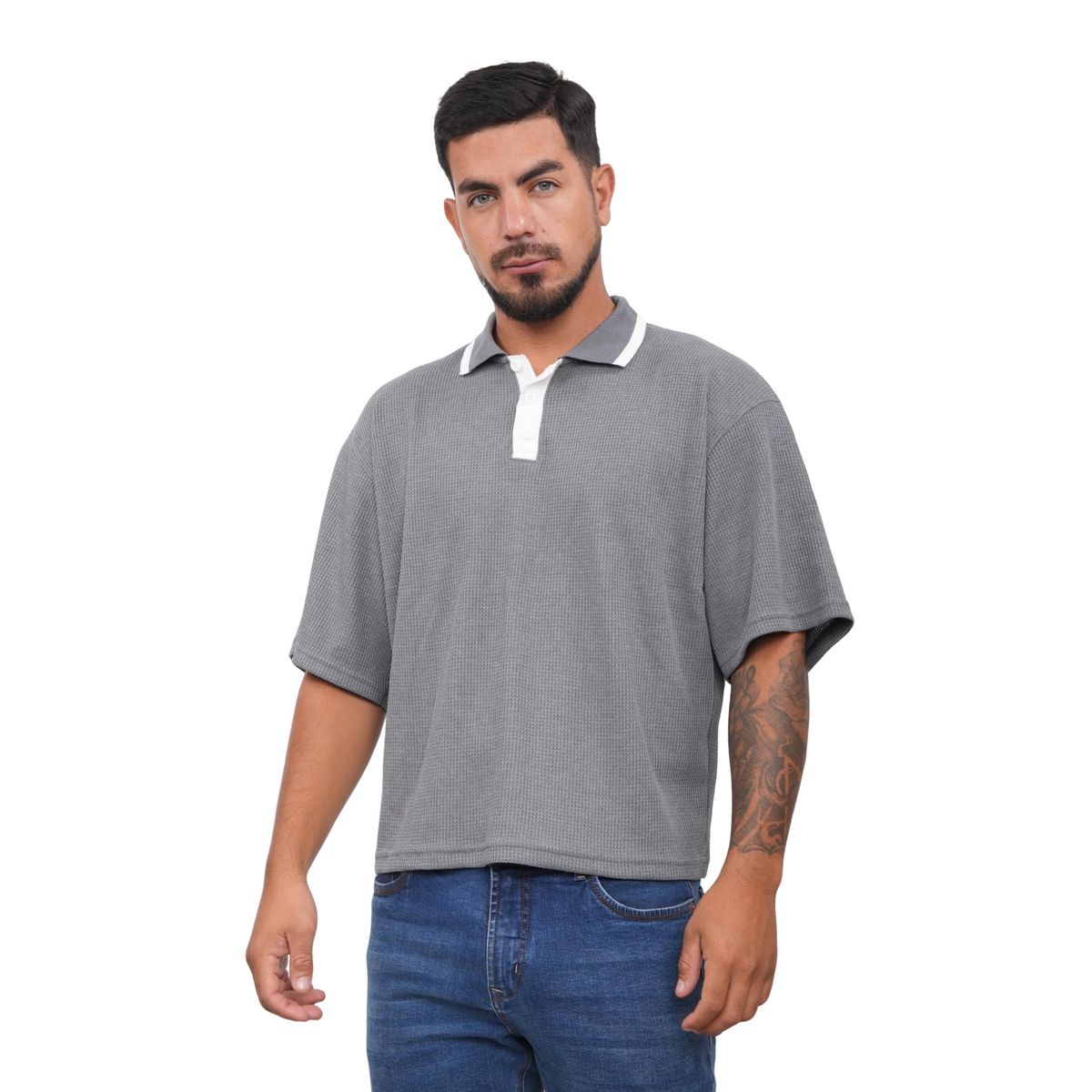 J JERAOUS - POLO BOXY ONE JERAOUS MANGA CORTA Gris