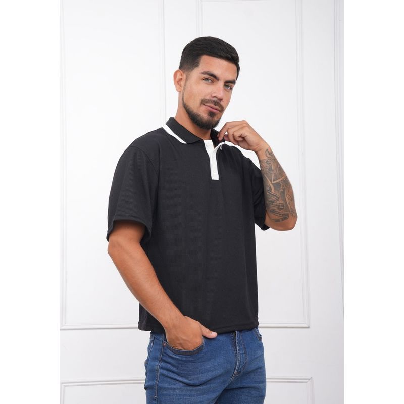 J JERAOUS - POLO BOXY ONE JERAOUS MANGA CORTA Negro