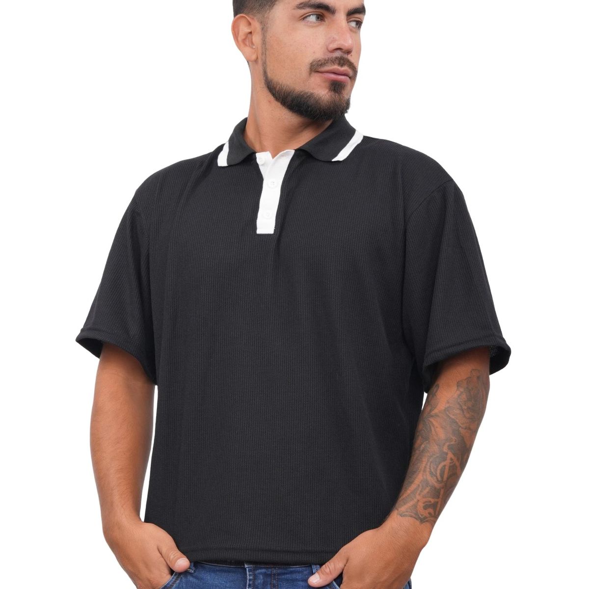 J JERAOUS - POLO BOXY ONE JERAOUS MANGA CORTA Negro