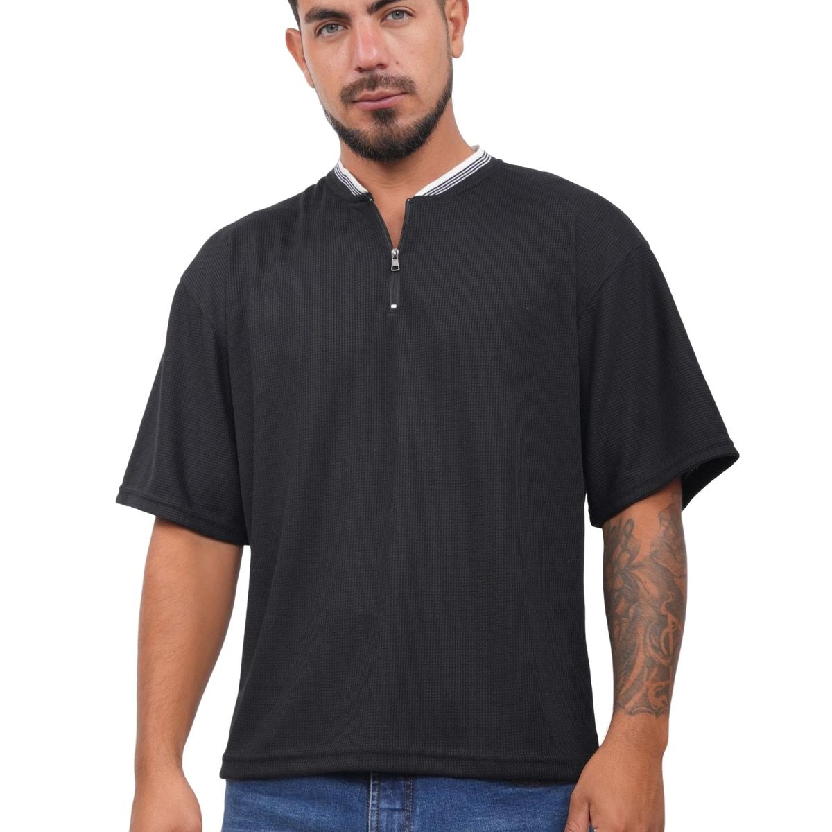 J JERAOUS - POLO BOXY JERAOUS URBAN WASH MANGA CORTA Negro