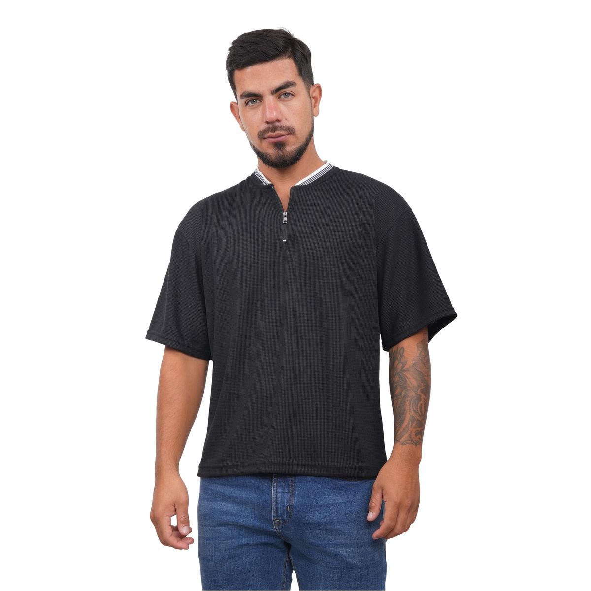 J JERAOUS - POLO BOXY JERAOUS URBAN WASH MANGA CORTA Negro