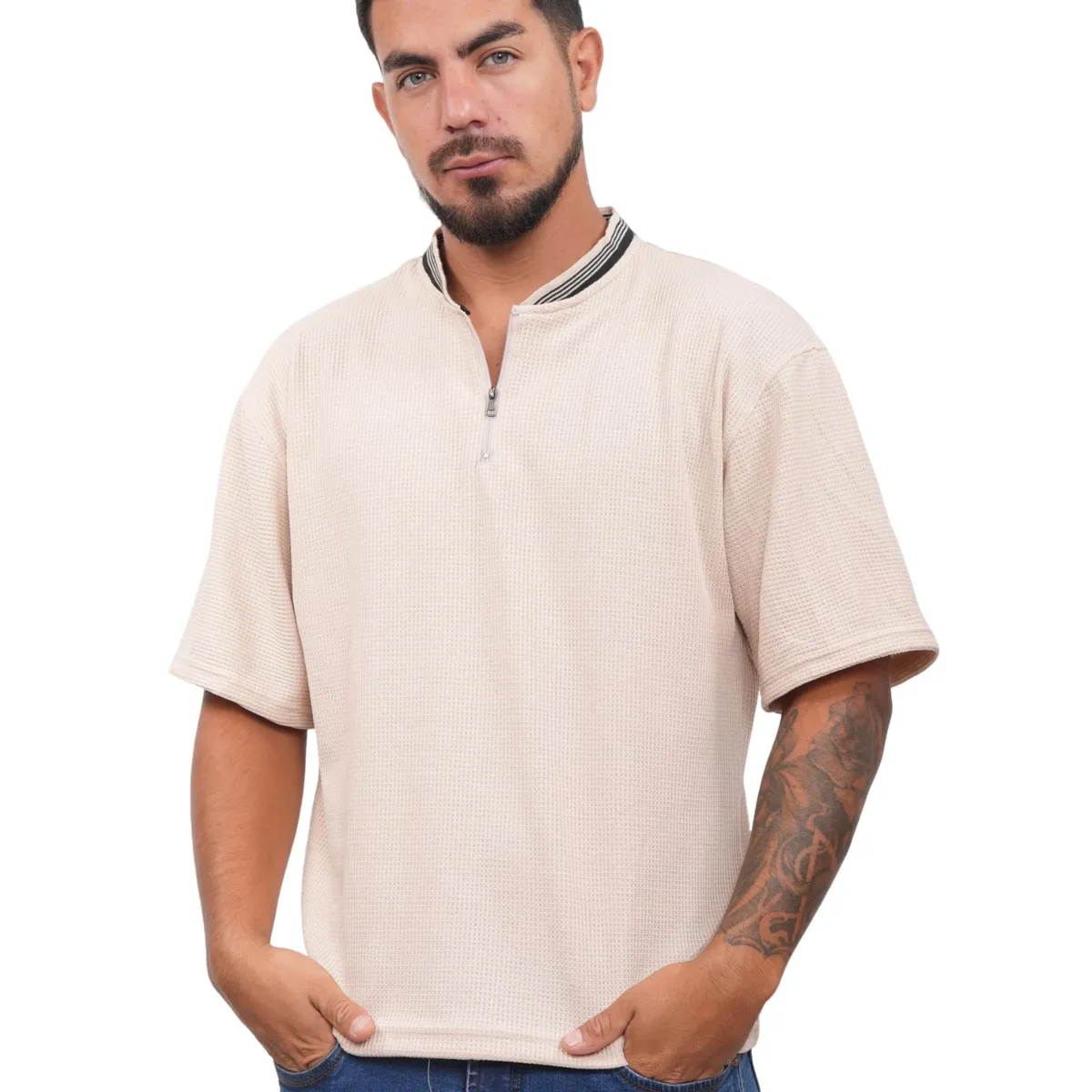 J JERAOUS - POLO BOXY JERAOUS URBAN WASH MANGA CORTA Beige