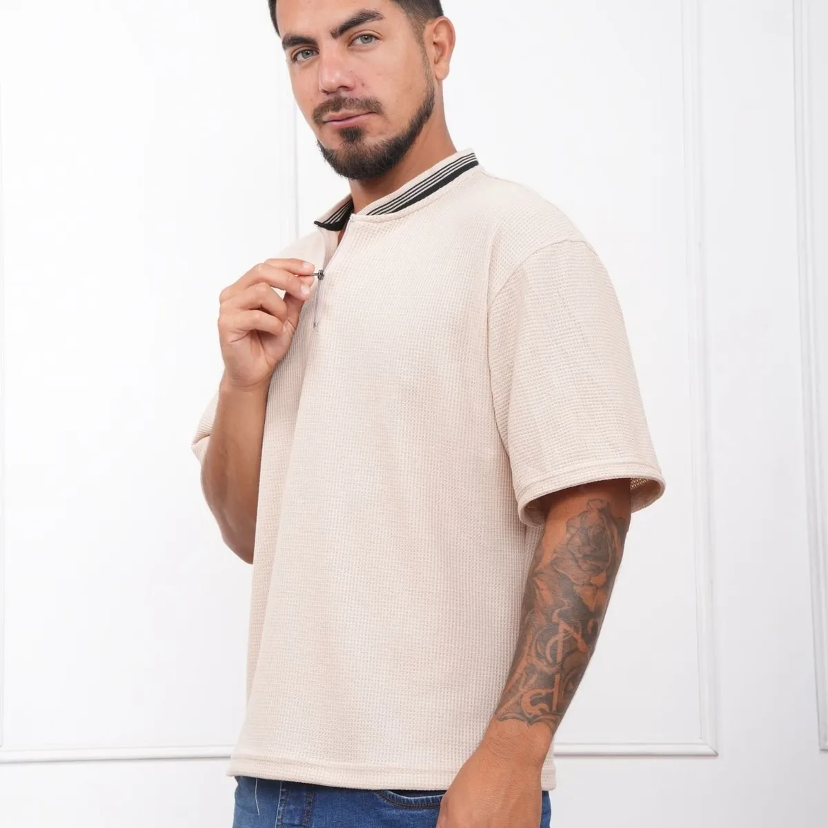 J JERAOUS - POLO BOXY JERAOUS URBAN WASH MANGA CORTA Beige