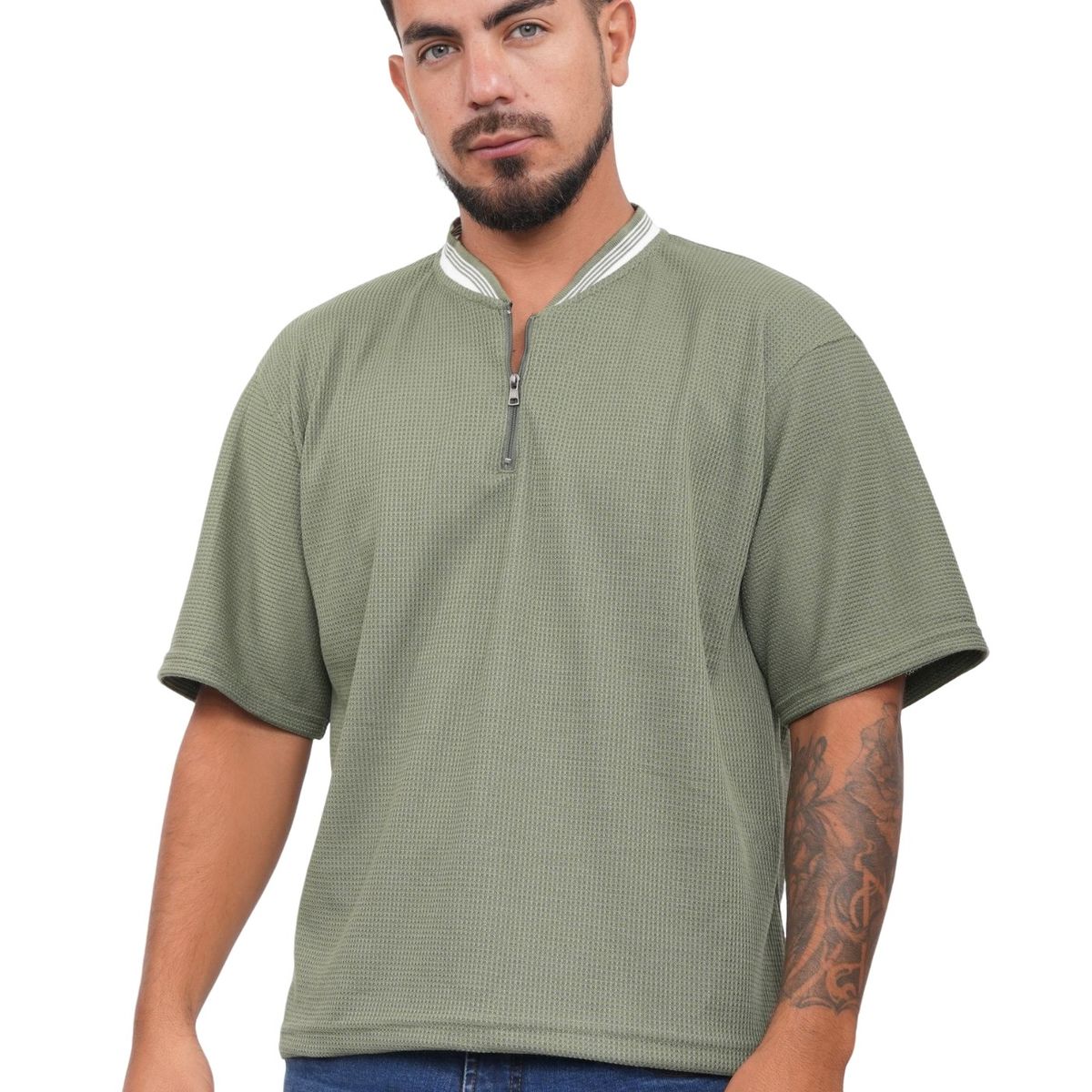 J JERAOUS - POLO BOXY JERAOUS URBAN WASH MANGA CORTA Verde Manzana