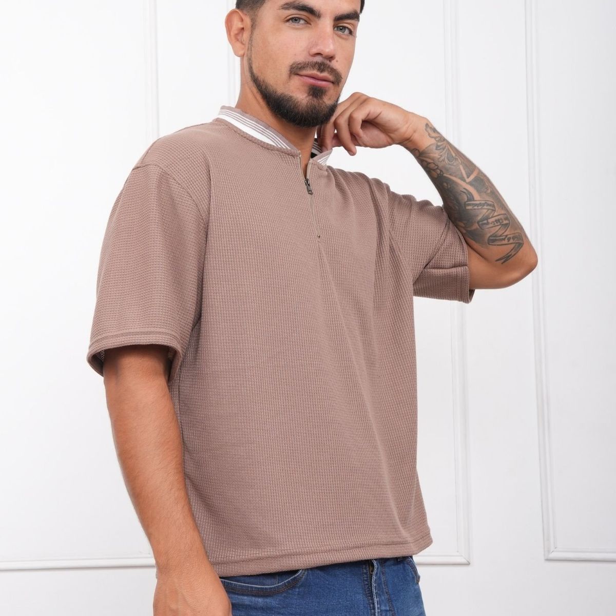 J JERAOUS - POLO BOXY JERAOUS URBAN WASH MANGA CORTA Taupe