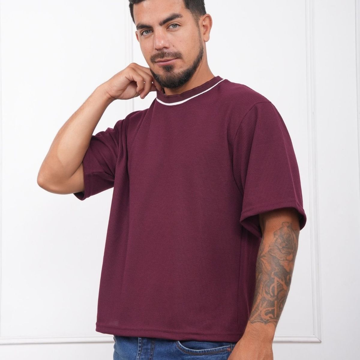 J JERAOUS - POLO BOXY JERAOUS NEO FIT MANGA CORTA Guinda