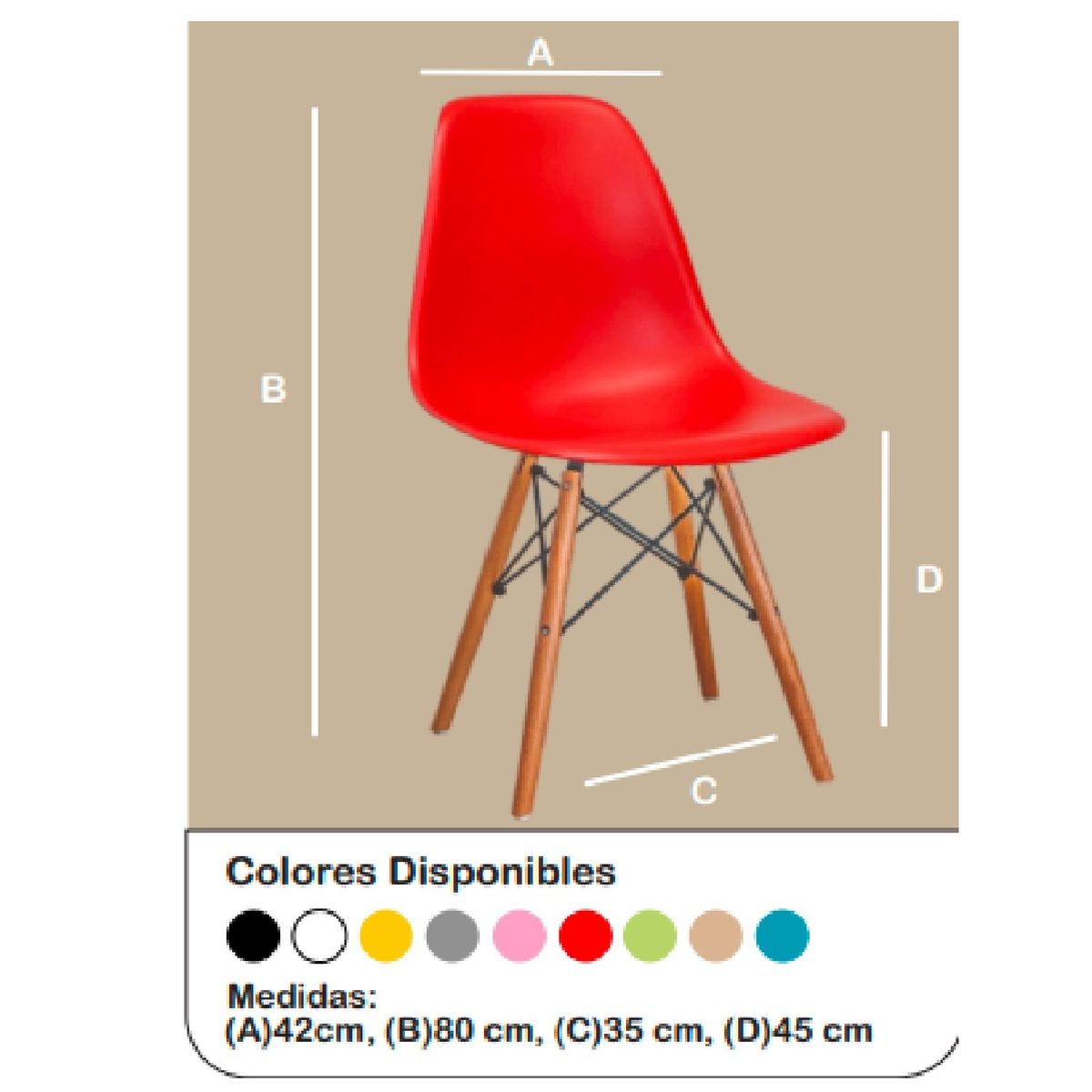 TU MESITA - Silla de Comedor Moderna Catalina color Rojo TU MESITA
