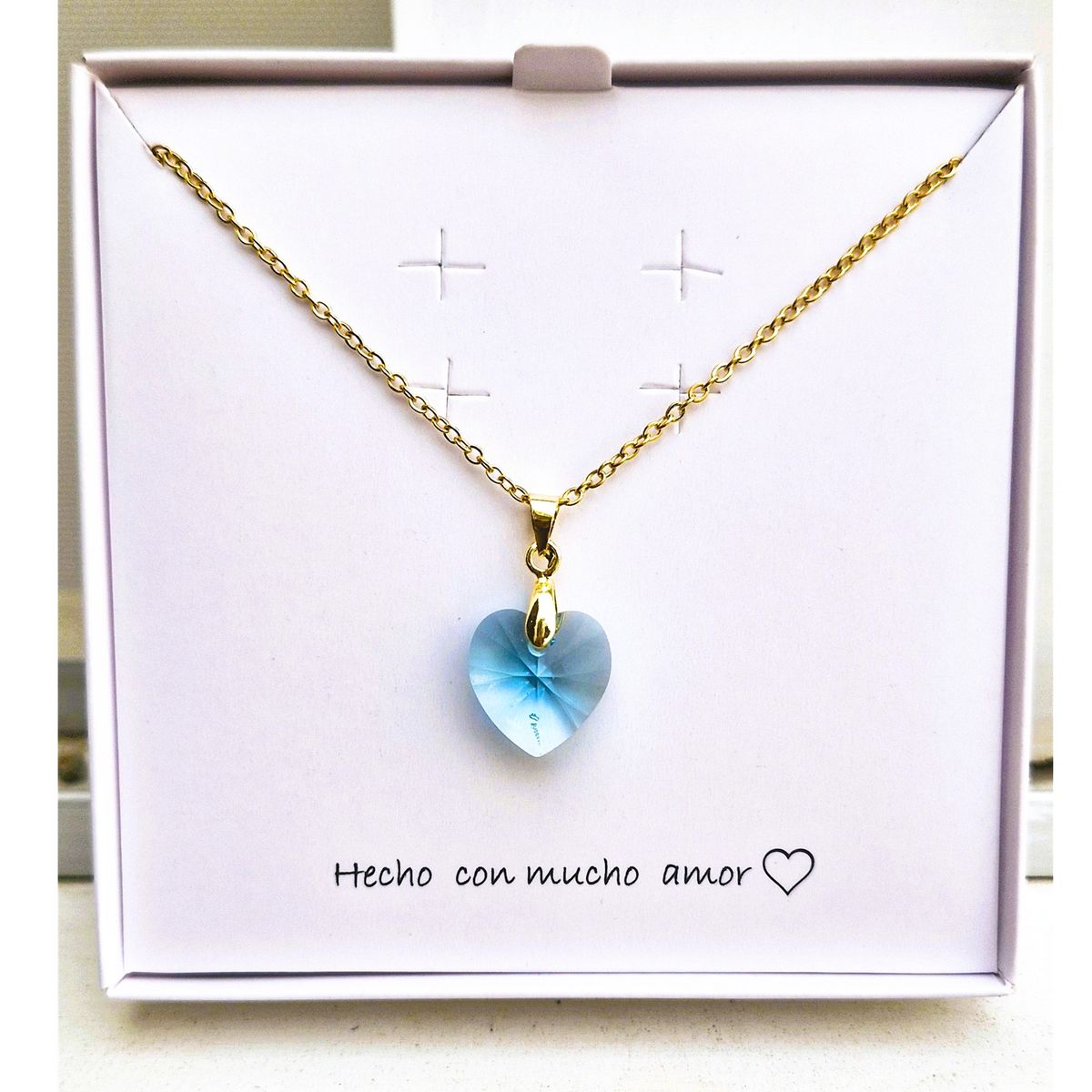 FERNANDA ROMERO JOYAS Y ACCESORIOS - Lindo Collar Aguamarina BELLEZA LONGEVIDAD Acero y Cristales Oferta