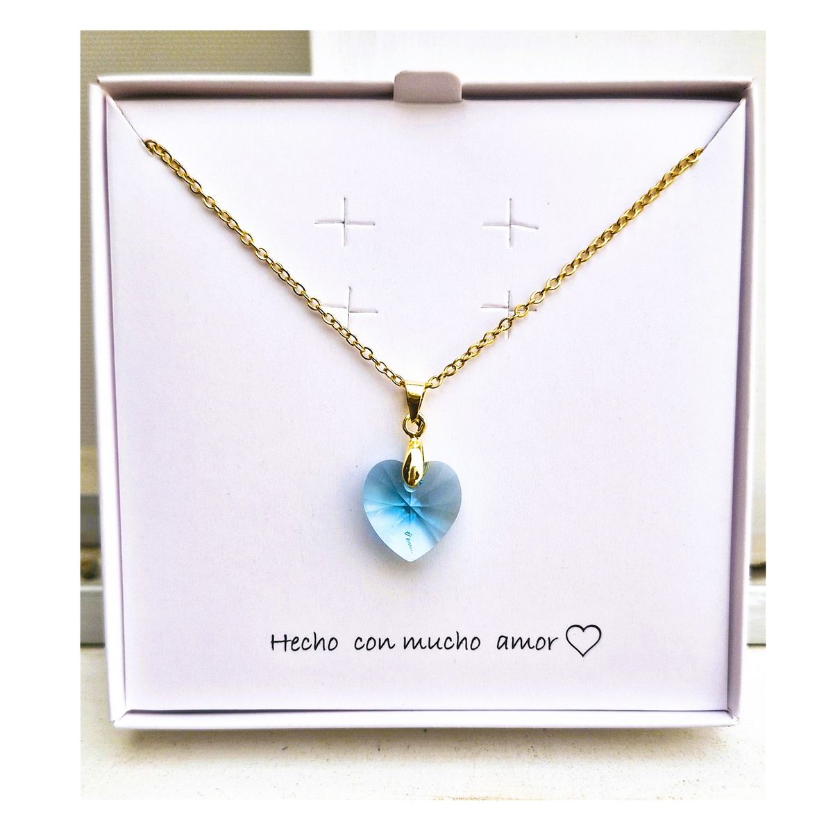 FERNANDA ROMERO JOYAS Y ACCESORIOS - Lindo Collar Aguamarina BELLEZA LONGEVIDAD Acero y Cristales Oferta