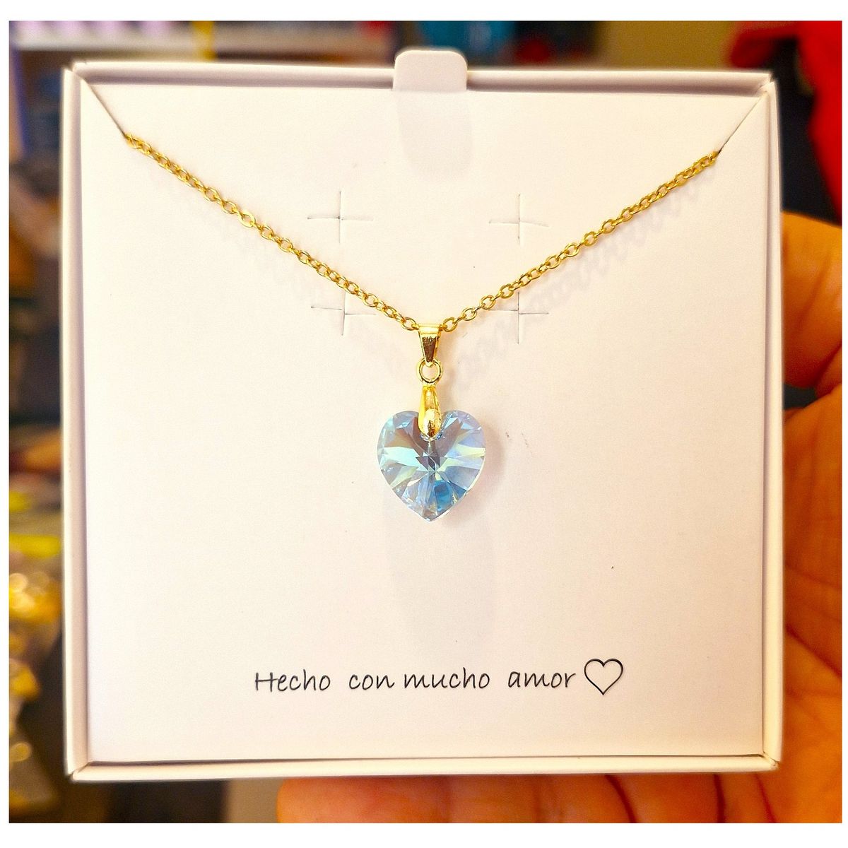 FERNANDA ROMERO JOYAS Y ACCESORIOS - Lindo Collar Aguamarina BELLEZA LONGEVIDAD Acero y Cristales Oferta