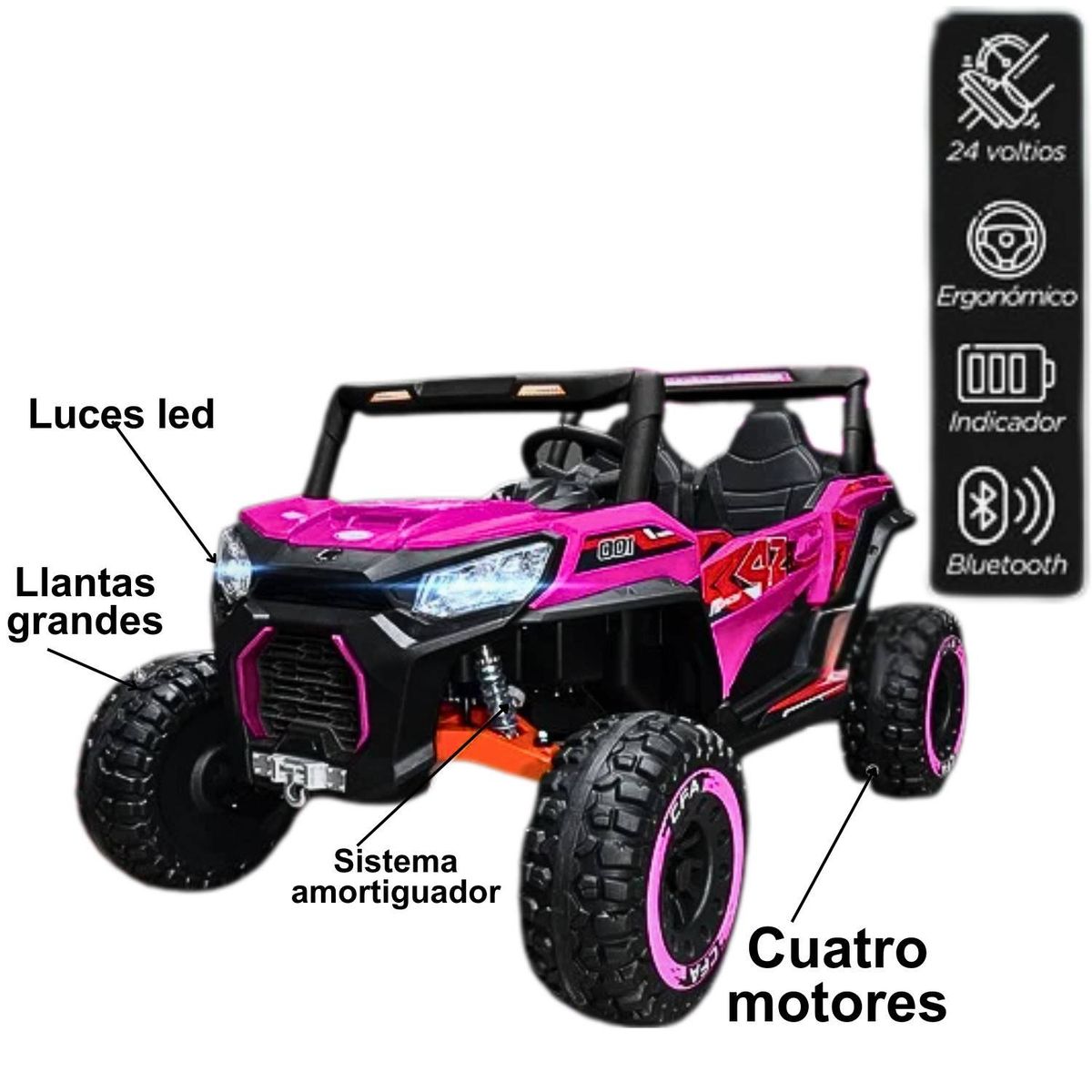 GENERICO - Camioneta Todo Terreno para niñas de 24 V 4x4 Maverick, UTV