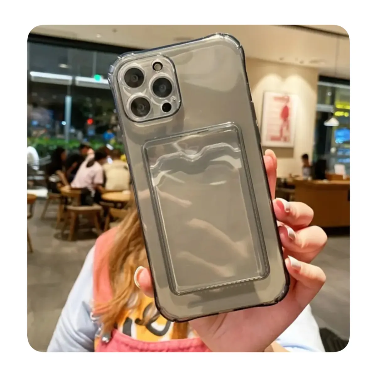 GENERICO - Case Smoked Transparente con bolsillo - Iphone 13 Pro