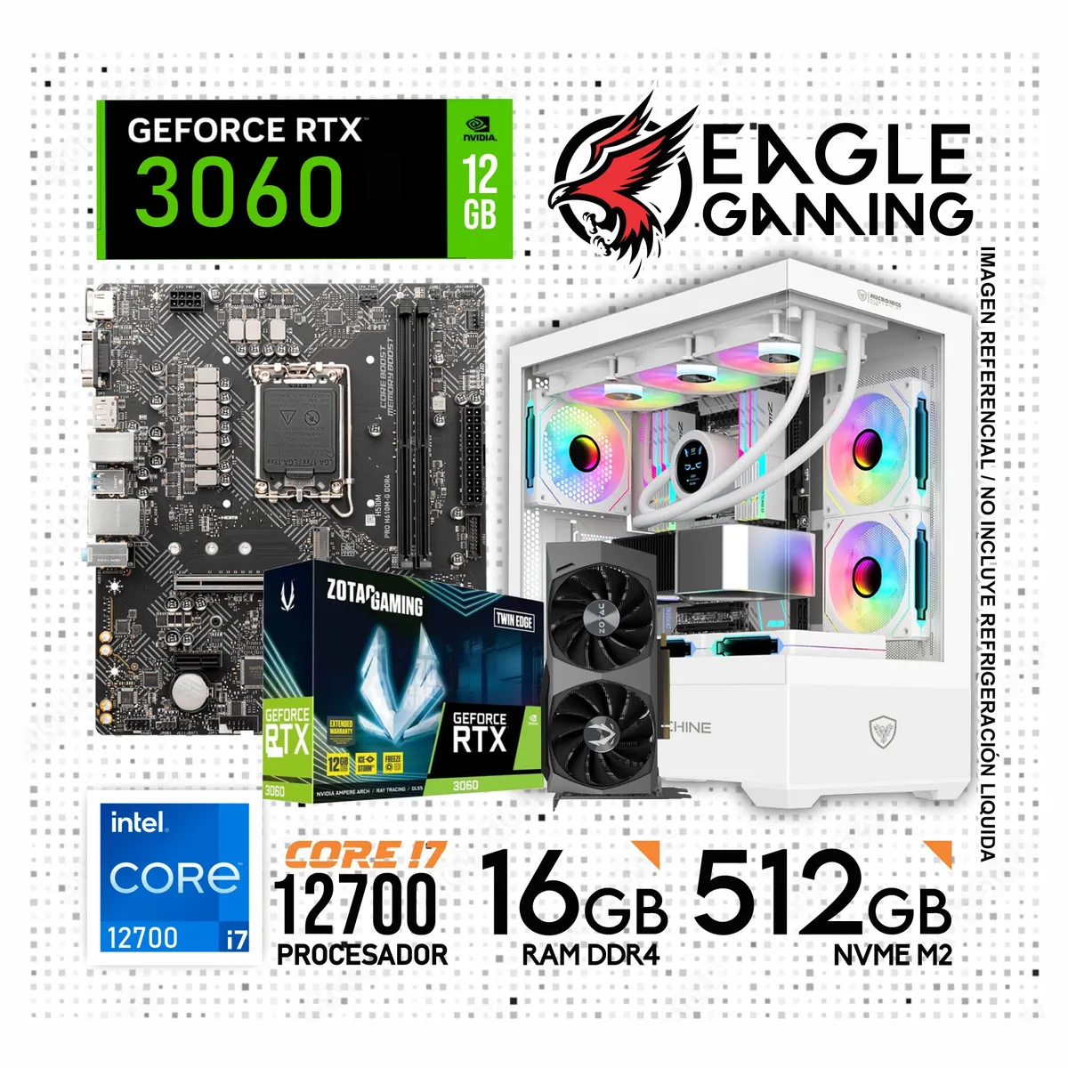 INTEL - PC GAMER CORE I7 12700, GRAFICA RTX 3060 DE 12GB, RAM 16GB DE RAM, SSD 512GB