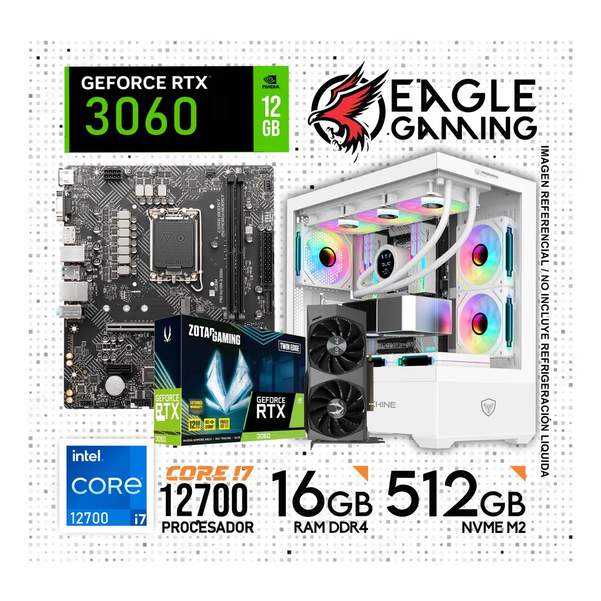 INTEL - PC GAMER CORE I7 12700, GRAFICA RTX 3060 DE 12GB, RAM 16GB DE RAM, SSD 512GB