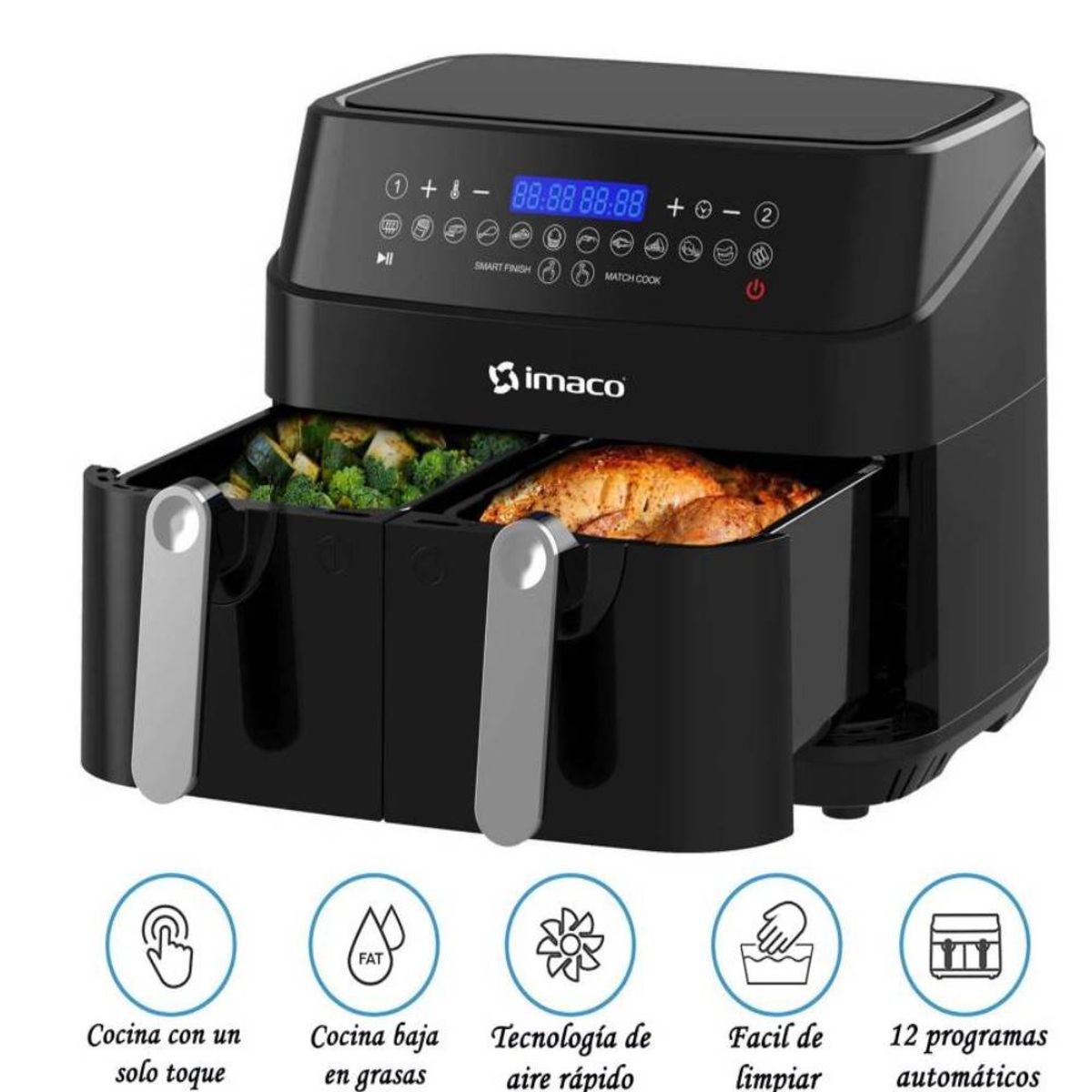 IMACO - Freidora Imaco Digital Doble Canastilla AFD4516 9lts - Negro