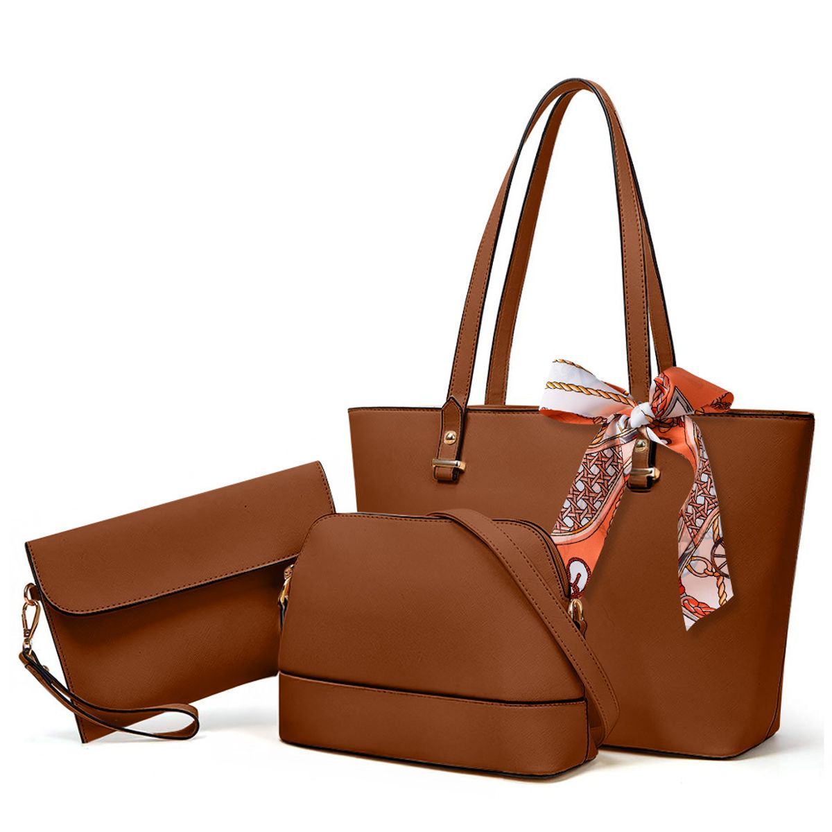 KELLER - Cartera para Mujer 3 Piezas Elegante Marrón 08G