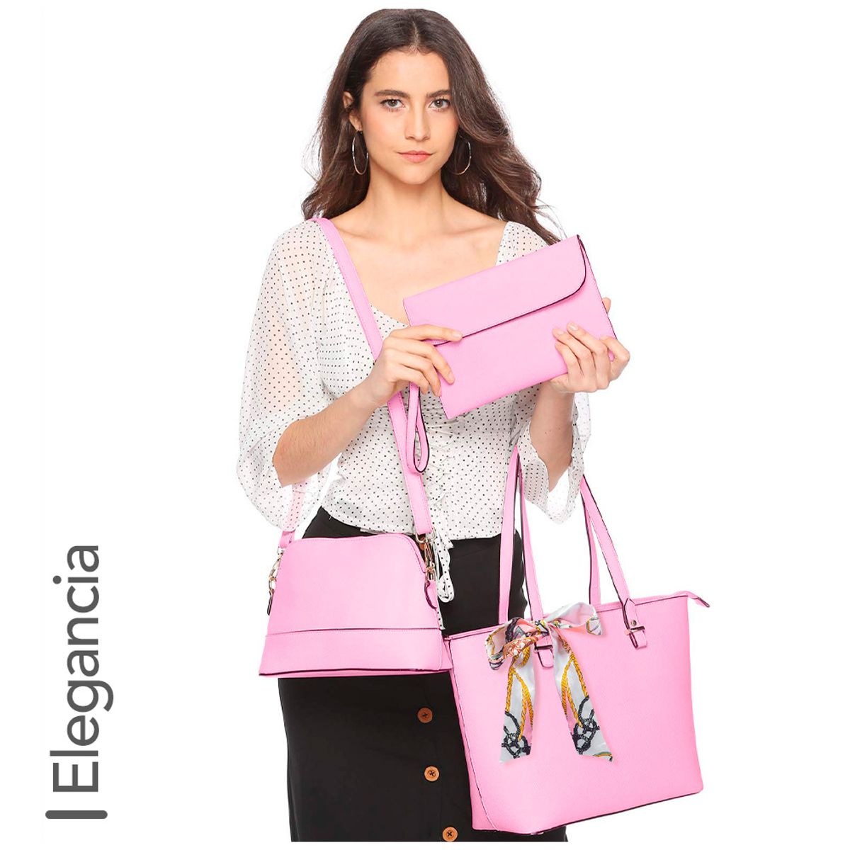 KELLER - Cartera para Mujer 3 Piezas Elegante Rosado 08G