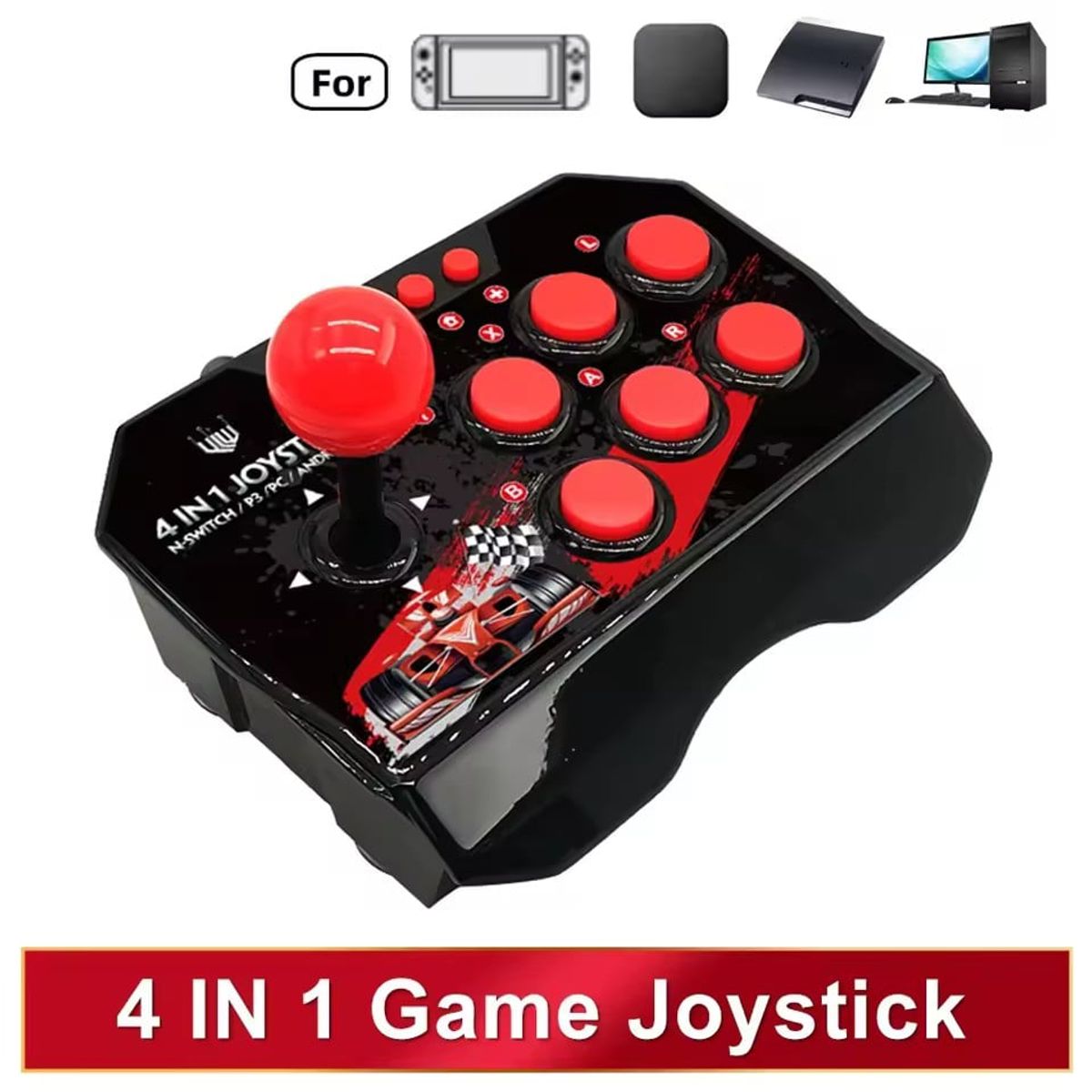 CORRERREY - Joystick de juego 4 en 1 con Cable USB para Switch Android TV PS3 PC