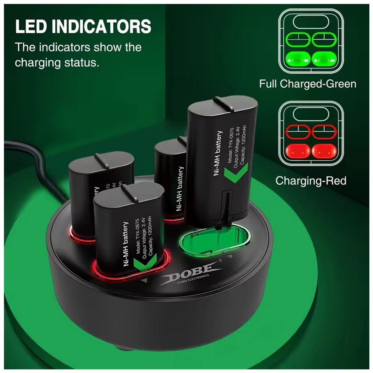DOBE - Cargador de batería para Xbox Series X s estación de carga 4 × 1200mAh